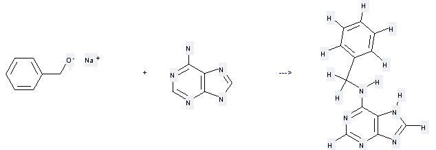 Benzyladenine can be prepared by 7(9)H-purin-6-ylamine and phenylmethanol; sodium salt at the temperature of 130 °C